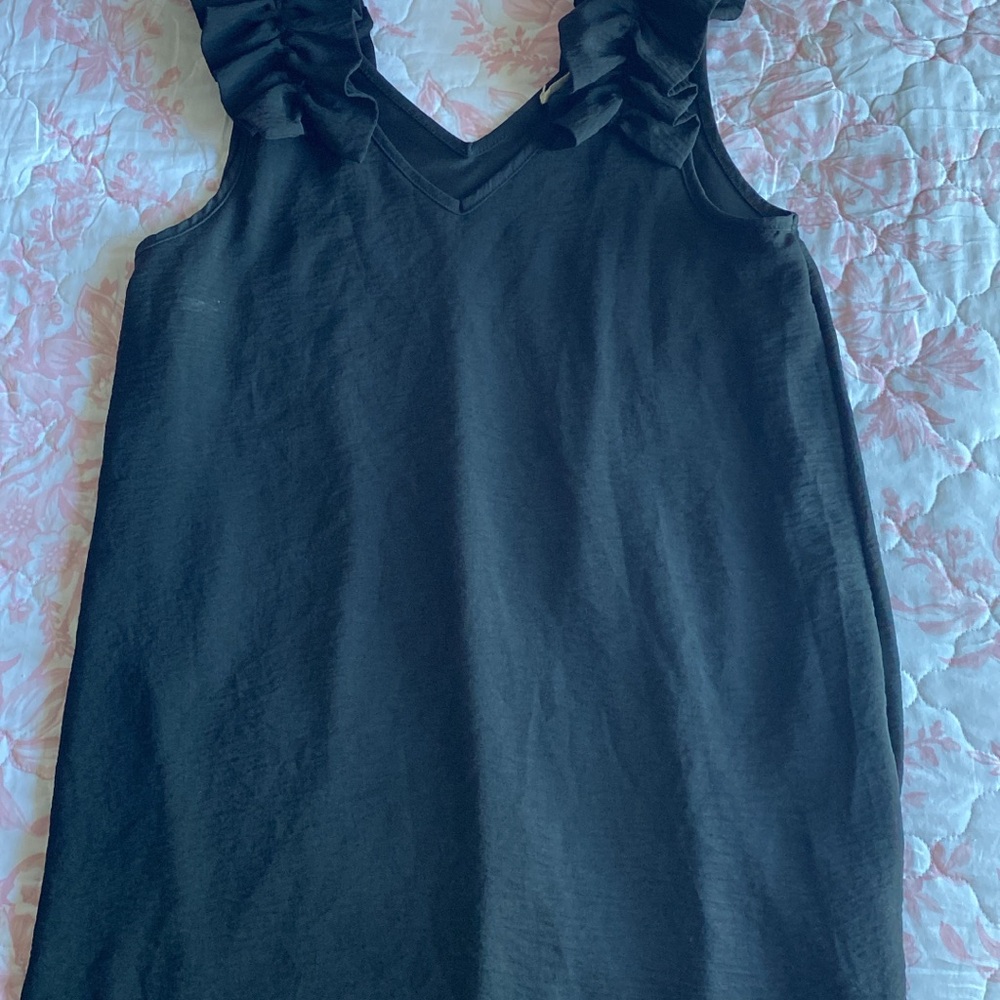 Black Sleeveless Ruffle Dress